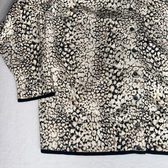 Lands’ End Women’s Supima Cotton Leopard Print Cardigan Sweater 2X 20W-22W - Picture 5 of 13